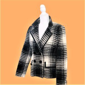 AVANTGARDE Black and White Plaid Double Breasted Wool Jacket NEW Size S / M